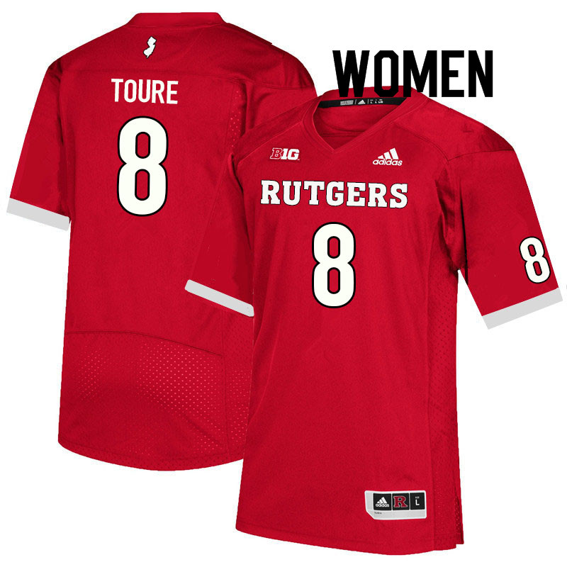 Women #8 Mohamed Toure Rutgers Scarlet Knights College Football Jerseys Sale-Scarlet
